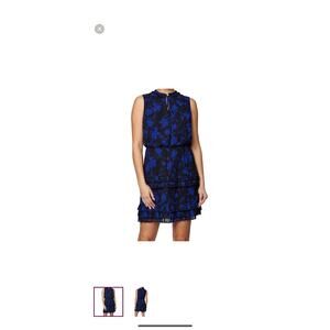 NWT Laundry Tie Pleated Crew Neck Blouson Tiered Hem Zipper Floral Print Size 12